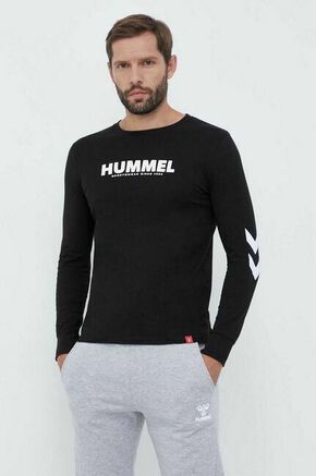 Bombažna majica z dolgimi rokavi Hummel črna barva - črna. Majica z dolgimi rokavi iz kolekcije Hummel. Model izdelan iz elastične pletenine. Model iz zračne bombažne tkanine.