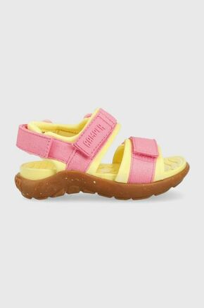 Otroški sandali Camper rumena barva - rumena. Otroški sandali iz kolekcije Camper. Model je izdelan iz tekstilnega materiala. Model z mehkim