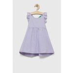 Otroška lanena obleka United Colors of Benetton vijolična barva - vijolična. Otroški obleka iz kolekcije United Colors of Benetton. Model izdelan iz lahkega blaga. Model iz zračne lanene tkanine.