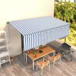 VIDAXL Avtomatsko zložljiva tenda s senčilom 5x3 m modra in bela