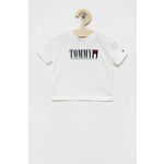 Otroška bombažna kratka majica Tommy Hilfiger bela barva - bela. Otroški kratka majica iz kolekcije Tommy Hilfiger. Model izdelan iz pletenine s potiskom.
