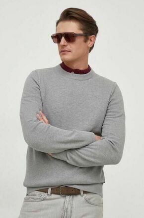 Bombažen pulover BOSS siva barva - siva. Pulover iz kolekcije BOSS. Model izdelan iz enobarvne pletenine. Model iz izjemno udobne bombažne tkanine.