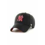 Kapa s primesjo volne 47brand MLB New York Yankees črna barva - črna. Kapa s šiltom vrste baseball iz kolekcije 47brand. Model izdelan iz tkanine z nalepko.