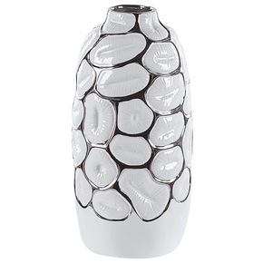 Beliani Dekorativna keramična vaza 34 cm bela CENABUM