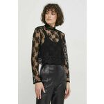Majica Sisley ženska, črna barva - črna. Bluza iz kolekcije Sisley, izdelana iz čipkastega materiala. Model iz izjemno udobne, zračne tkanine.
