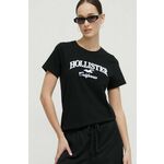 Bombažna kratka majica Hollister Co. ženski, črna barva - črna. Lahkotna kratka majica iz kolekcije Hollister Co. Izdelana iz pletenine, prijetne na otip. Model iz izjemno udobne bombažne tkanine.
