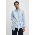 Majica Answear Lab ženska - modra. Bluza iz kolekcije Answear Lab izdelana iz enobarvne tkanine. Model iz izjemno udobne tkanine z visoko vsebnostjo bombaža.