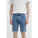 Jeans kratke hlače Tommy Jeans moške, DM0DM19155 - modra. Kratke hlače iz kolekcije Tommy Jeans. Model izdelan iz jeansa. Model iz izjemno udobne tkanine z visoko vsebnostjo bombaža.