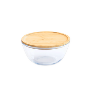 Pebbly Steklena posoda z bambusovim pokrovom - 1
