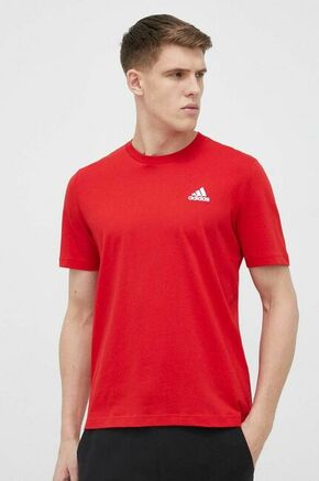 Bombažna kratka majica adidas rdeča barva - rdeča. Kratka majica iz kolekcije adidas. Model izdelan iz enobarvne pletenine. Visokokakovosten material