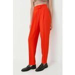 Hlače BOSS ženski, oranžna barva - oranžna. Lahkotne hlače iz kolekcije BOSS. Model izdelan iz enobarvne tkanine. Model iz izjemno udobne tkanine z visoko vsebnostjo viskoze.
