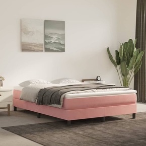 Greatstore Box spring postelja z vzmetnico roza 140x190 cm žamet
