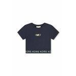 Otroška kratka majica Michael Kors mornarsko modra barva - mornarsko modra. Otroške kratka majica iz kolekcije Michael Kors. Model izdelan iz tanke, elastične pletenine. Model iz zračne tkanine z visoko vsebnostjo bombaža.