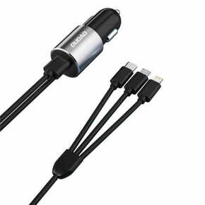 DUDAO R5Pro avto polnilec + kabel Lightning / USB-C / Micro USB 3.4A