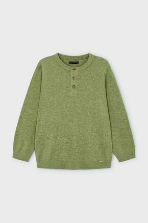 Otroški pulover s primesjo lanu Mayoral zelena barva - zelena. Otroške Pulover iz kolekcije Mayoral. Model z okroglim izrezom
