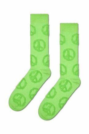 Nogavice Happy Socks Terry Peace Sign Sock zelena barva - zelena. Nogavice iz kolekcije Happy Socks. Model izdelan iz elastičnega materiala.