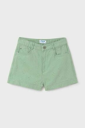 Otroške bombažne kratke hlače Mayoral zelena barva - zelena. Otroški kratke hlače iz kolekcije Mayoral. Model izdelan iz gladke tkanine.