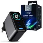 3MK incharge 67W GaN polnilec z zaslonom (2× USB-C + USB-A)