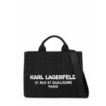Torbica Karl Lagerfeld črna barva - črna. Torba iz kolekcje Karl Lagerfeld. Na zapenjanje model narejen iz tekstilnega materiala.