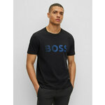 Bombažna kratka majica Boss Green črna barva - črna. Kratka majica iz kolekcije Boss Green, izdelana iz elastične pletenine. Model iz zračne bombažne tkanine.