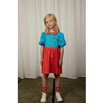 Otroška bombažna obleka Mini Rodini - pisana. Otroški obleka iz kolekcije Mini Rodini. Nabran model, izdelan iz bombažne tkanine.