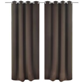 VidaXL Zatemnitvene zavese 2 kosa z obročki 135x175 cm rjave barve