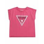 Otroška kratka majica Guess roza barva - roza. Otroške kratka majica iz kolekcije Guess. Model izdelan iz udobnega, zračnega materiala z visoko vsebnostjo bombaža.