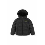 Otroška jakna Levi's črna barva - črna. Otroški jakna iz kolekcije Levi's. Podložen model, izdelan iz vzorčastega materiala.