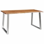 Greatstore Jedilna miza 160x80x75 cm trden akacijev les in nerjaveče jeklo