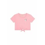 Otroška kratka majica Michael Kors roza barva - roza. Otroški kratka majica iz kolekcije Michael Kors. Model izdelan iz enobarvne pletenine.
