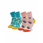 Happy Socks Set 2 parov otroških visokih nogavic KSST19-6000 Pisana