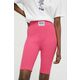 Kratke hlače Moschino Jeans ženski, roza barva - roza. Kratke hlače iz kolekcije Moschino Jeans, izdelane iz rebraste pletenine. Model iz zračne tkanine z visoko vsebnostjo viskoze.
