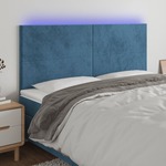 vidaXL LED posteljno vzglavje temno modro 160x5x118/128 cm žamet