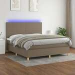 shumee Box spring postelja z vzmetnico LED taupe 180x200 cm blago