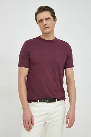 Bombažna kratka majica BOSS črna barva - vijolična. Kratka majica iz kolekcije BOSS. Model izdelan iz tanke