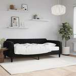 Greatstore Dnevna postelja z vzmetnico črna 90x190 cm žamet
