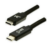 Logotip Kabel USB (3.2 gen 2), USB C moški - USB C moški, 1 m, Power Delivery 100 W, 10 Gb/s, 20 V/5 A, črn, škatla, najlonski oplet,