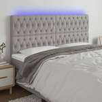 Vidaxl LED posteljno vzglavje svetlo sivo 200x7x118/128 cm blago
