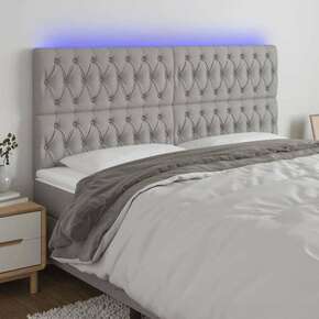 Vidaxl LED posteljno vzglavje svetlo sivo 200x7x118/128 cm blago
