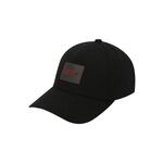 Bombažna bejzbolska kapa HUGO črna barva - črna. Kapa s šiltom vrste baseball iz kolekcije HUGO. Model izdelan iz materiala z nalepko.