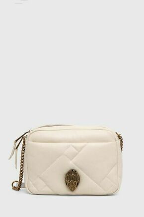 Usnjena torbica Kurt Geiger London bela barva - bela. Majhna torbica iz kolekcije Kurt Geiger London. Model na zapenjanje