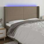Vidaxl LED posteljno vzglavje taupe 183x16x118/128 cm blago