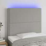 shumee LED posteljno vzglavje svetlo sivo 90x5x118/128 cm blago
