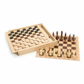 Jeujura Šah in dama v leseni škatli