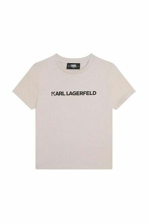 Otroška bombažna kratka majica Karl Lagerfeld bež barva - bež. Otroške kratka majica iz kolekcije Karl Lagerfeld. Model izdelan iz bombažne pletenine.