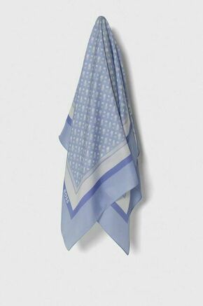 Svilena rutica BOSS - modra. Rutica iz kolekcije BOSS. Model izdelan iz vzorčaste tkanine.