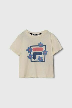 Otroška bombažna kratka majica Fila LAMSTEDT bež barva - bež. Lahkotna kratka majica iz kolekcije Fila. Model izdelan iz pletenine