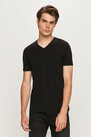 HUGO t-shirt - črna. T-shirt iz kolekcije HUGO. Model izdelan iz elastične pletenine.