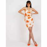ITALY MODA Ženska mini obleka s cvetličnim potiskom EREA v bež in oranžni barvi DHJ-SK-15876.35_386774 Univerzalni