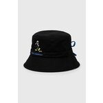 Bombažni klobuk Karl Lagerfeld x Disney črna barva - črna. Klobuk iz kolekcije Karl Lagerfeld. Model z ozkim robom, izdelan iz materiala z nalepko.